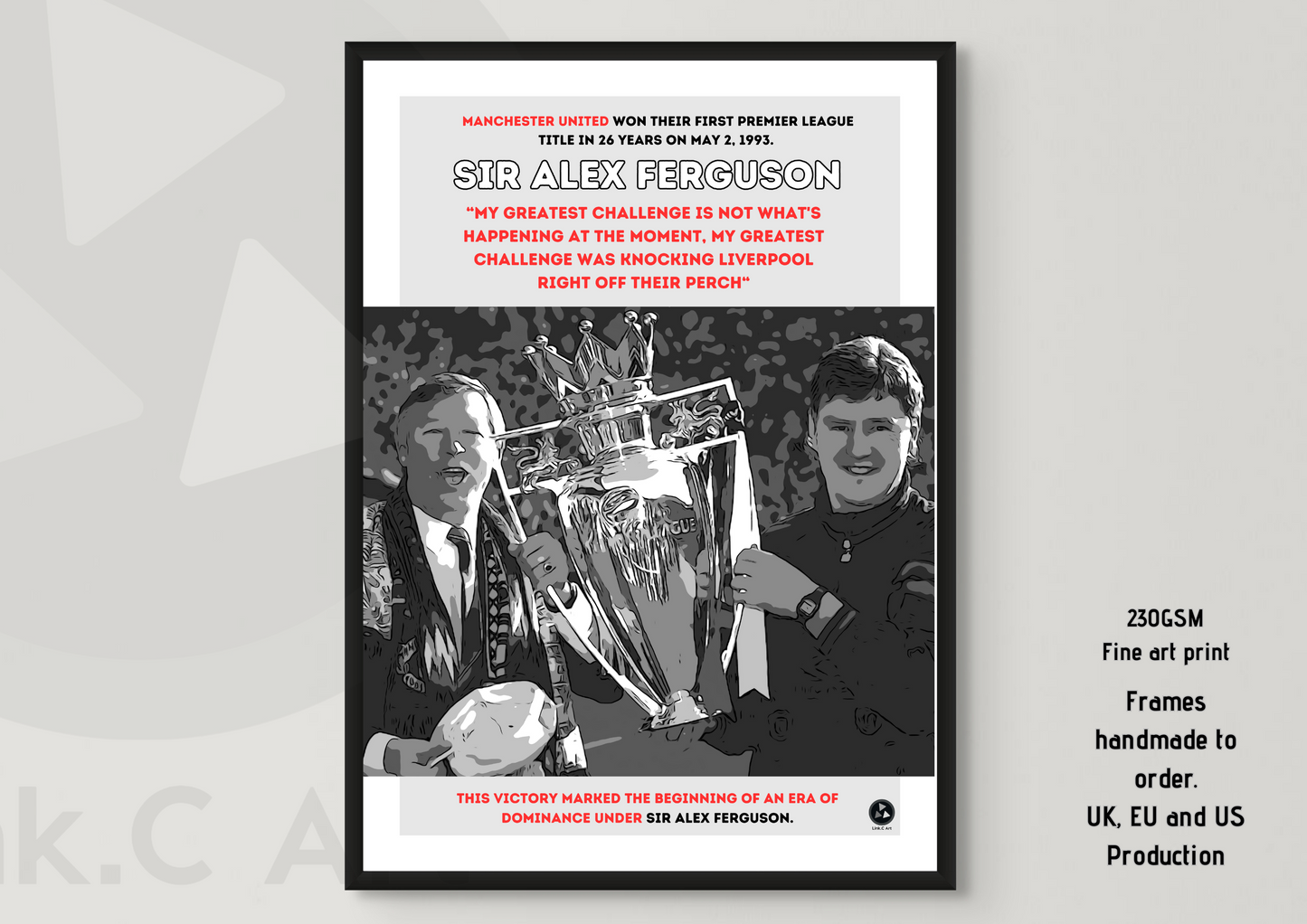 Sir Alex Ferguson - Challenge- Manchester United - Black and White