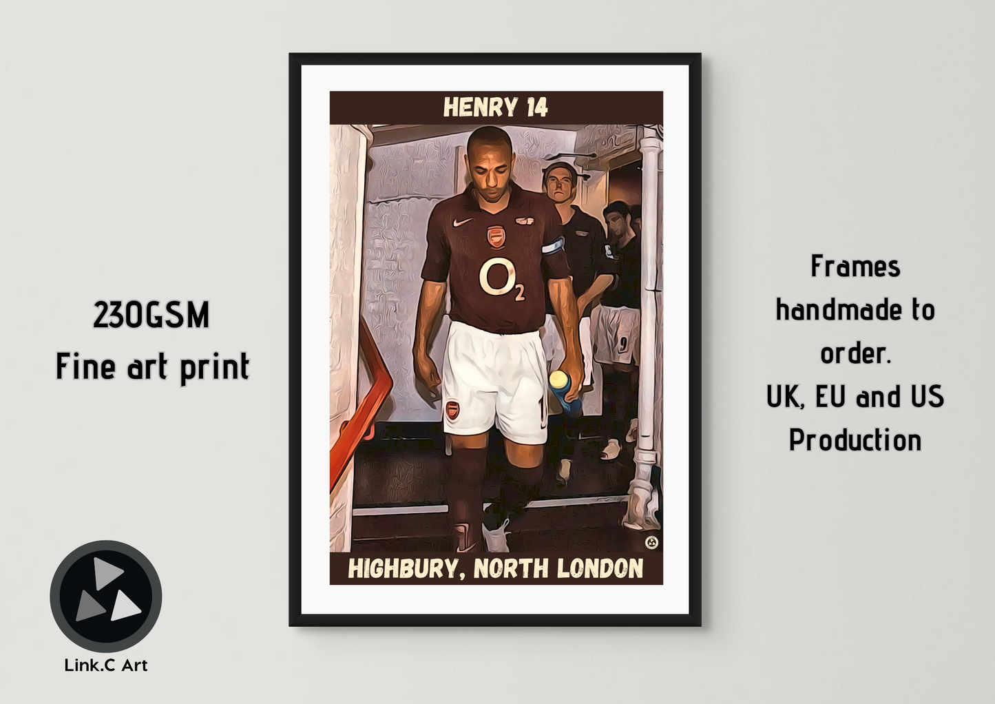 Thierry Henry 14 Poster - Arsenal Football Club Print - Perfect for Home Gym, Study or Man Cave - Henry Retro Print Poster. Arsenal Retro
