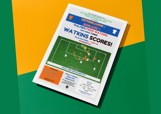 England Watkins Scores #2 | England vs Netherlands Euro 2024 | Iconic Football Art Gift for England Fan