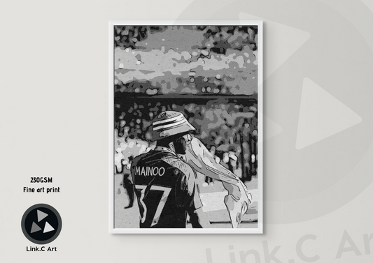 BW Bucket Hat Mainoo Poster of Kobbie Mainoo FA Cup final Manchester United