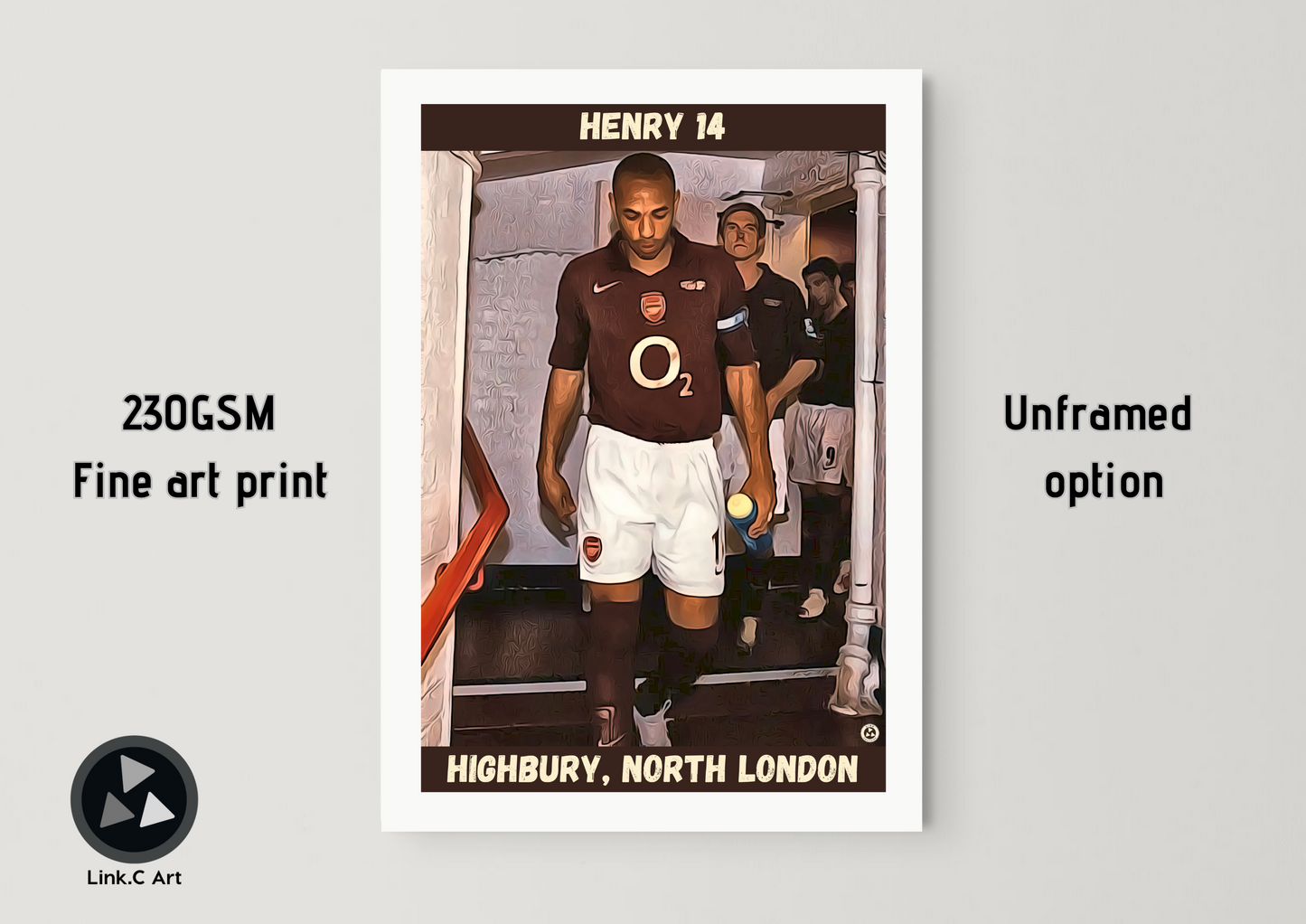 Thierry Henry 14 Poster - Arsenal Football Club Print - Perfect for Home Gym, Study or Man Cave - Henry Retro Print Poster. Arsenal Retro