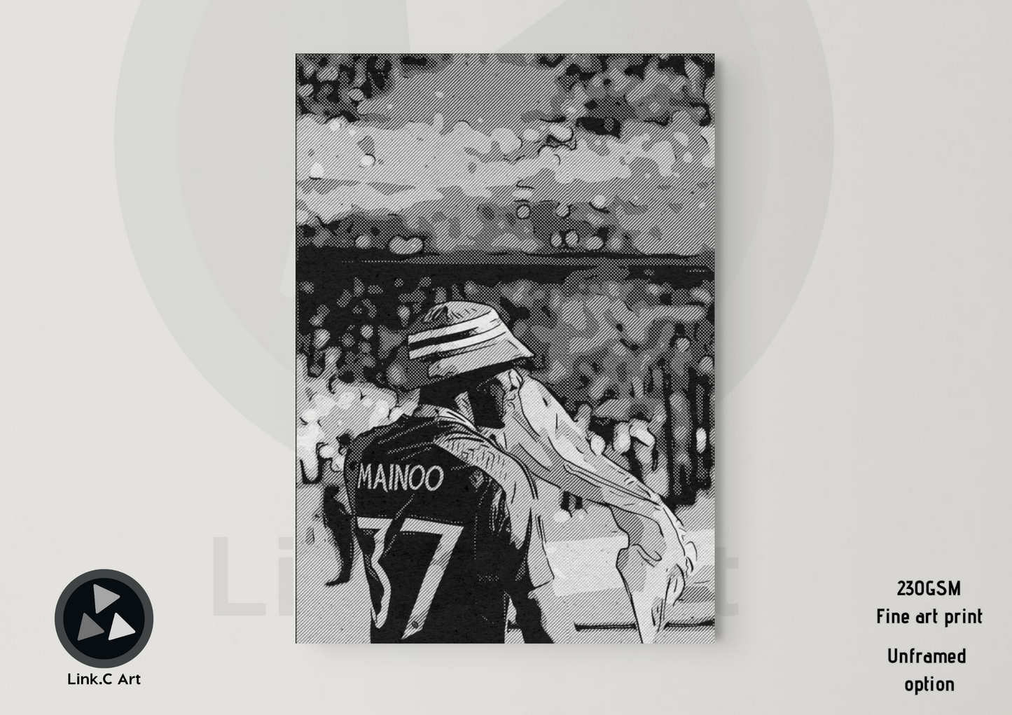 BW Bucket Hat Mainoo Poster of Kobbie Mainoo FA Cup final Manchester United