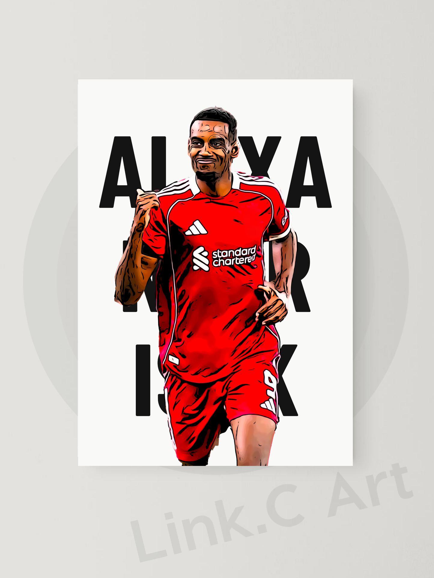 Alexander Isak Liverpool FC football poster framed in white – handmade art print.