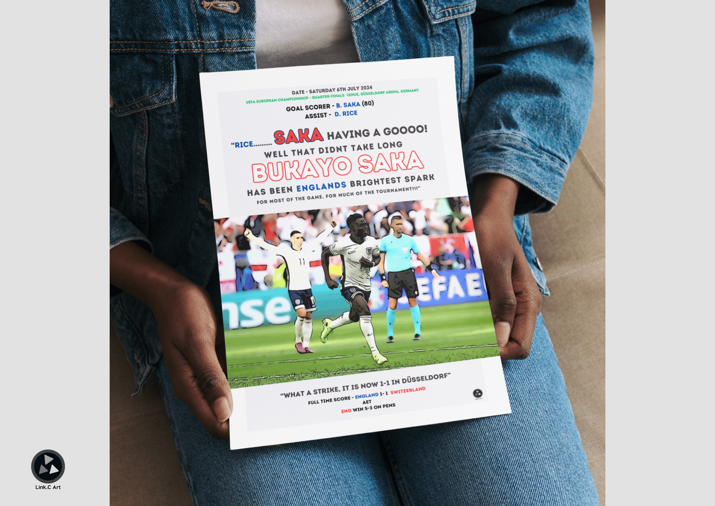 Bukayo Saka #1 Equalizing Goal Unofficial Fan Art Print