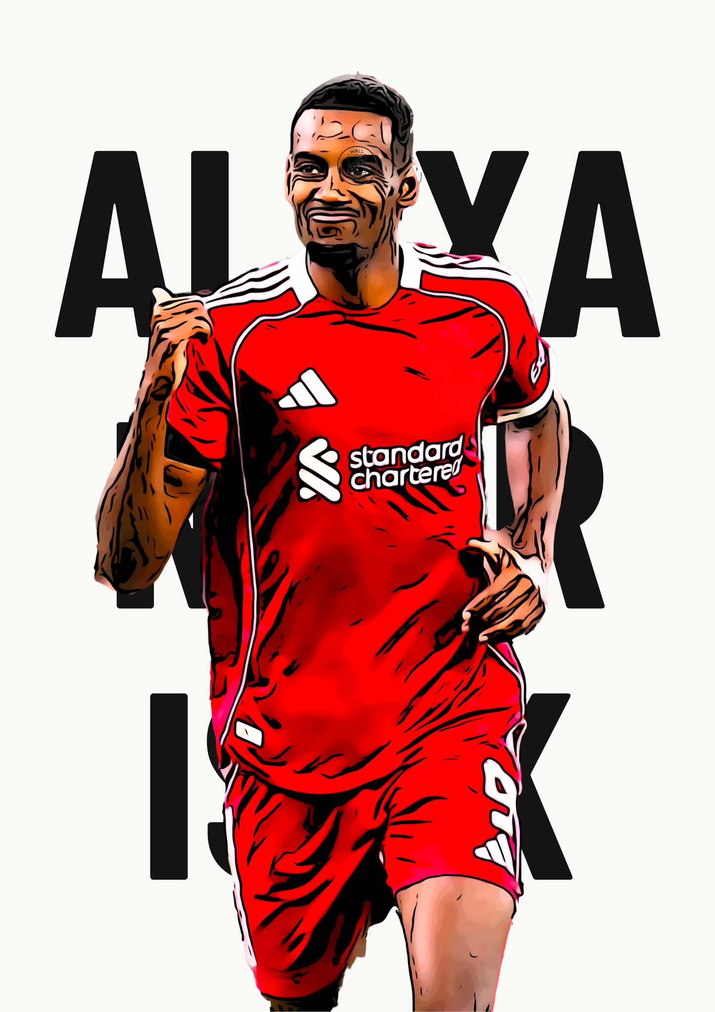 Alexander Isak Liverpool FC football poster framed in white – handmade art print.