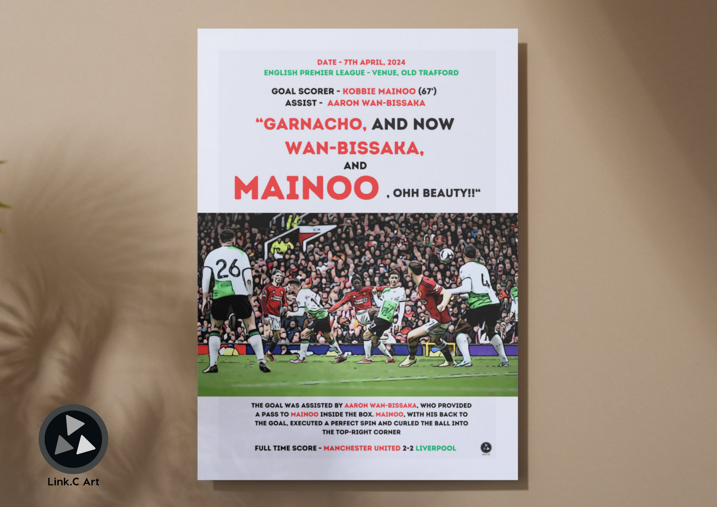 Mainoo Oh BEAUTY Iconic Goal Print | Manchester United vs Liverpool | 2-2 Draw