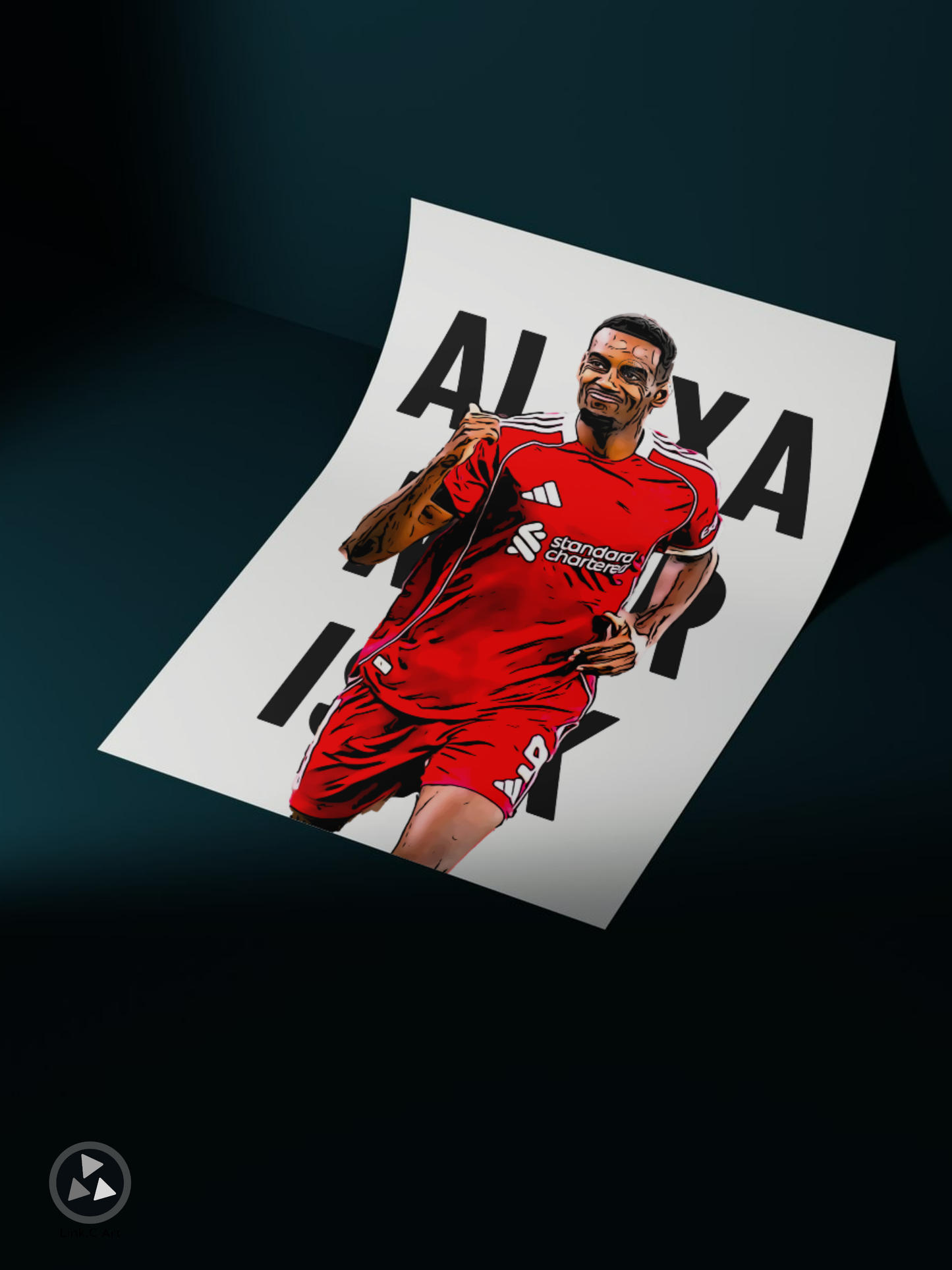 Alexander Isak Liverpool FC football poster framed in white – handmade art print.