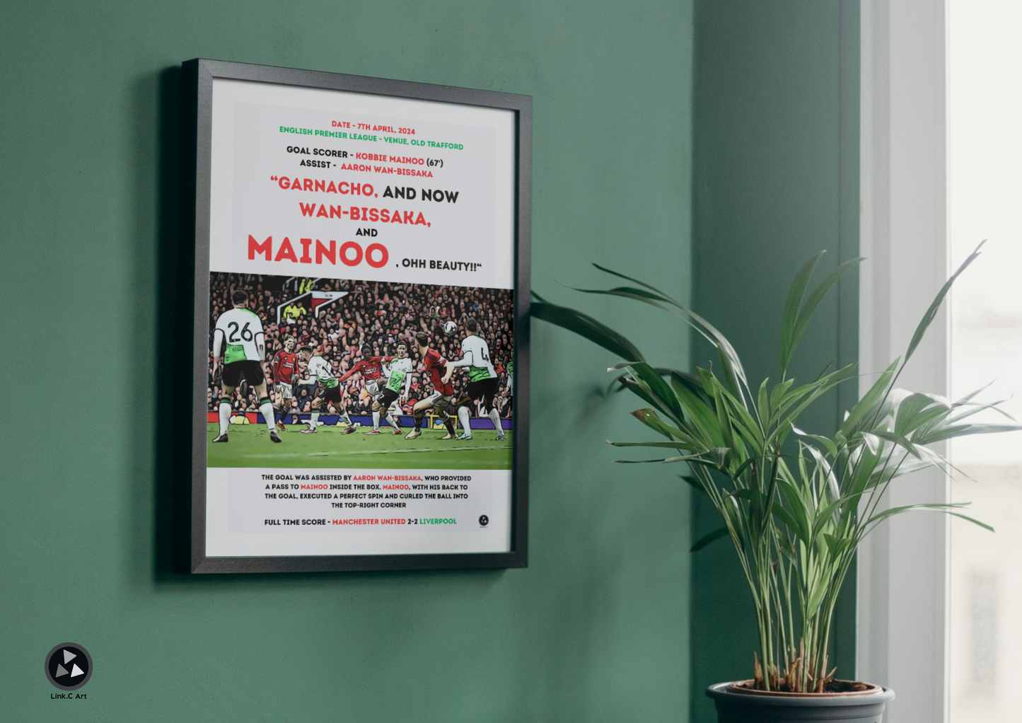Mainoo Oh BEAUTY Iconic Goal Print | Manchester United vs Liverpool | 2-2 Draw