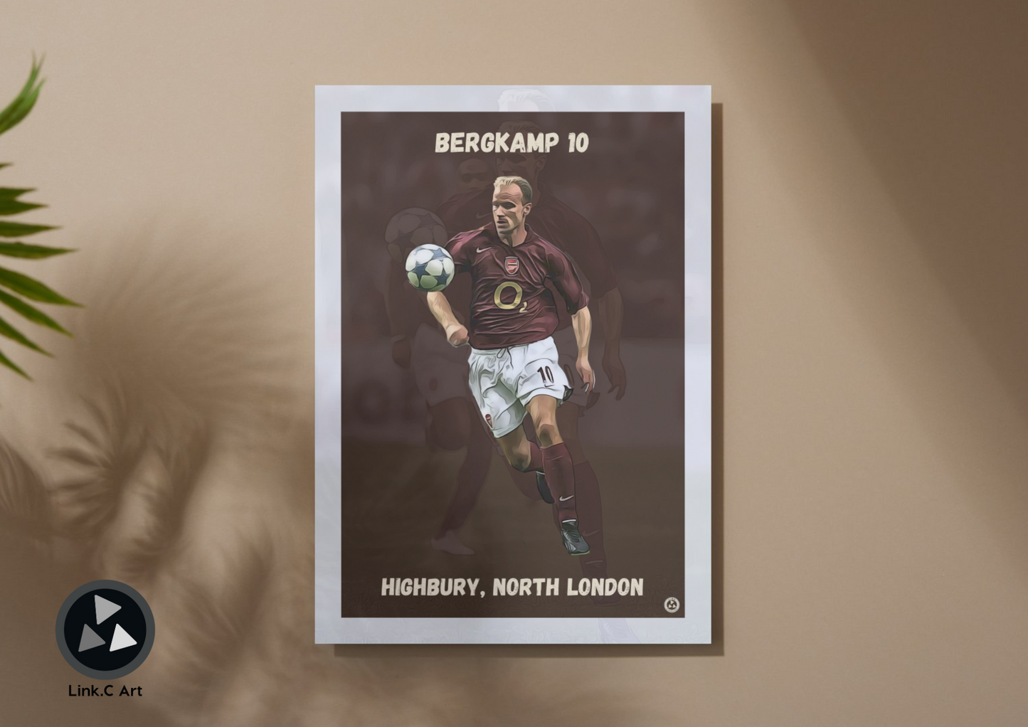 Dennis Bergkamp Retro Poster | Arsenal Centenary Kit | Classic Football Art Print | Perfect for Man Cave, Gym, or Home Study. Retro Kit