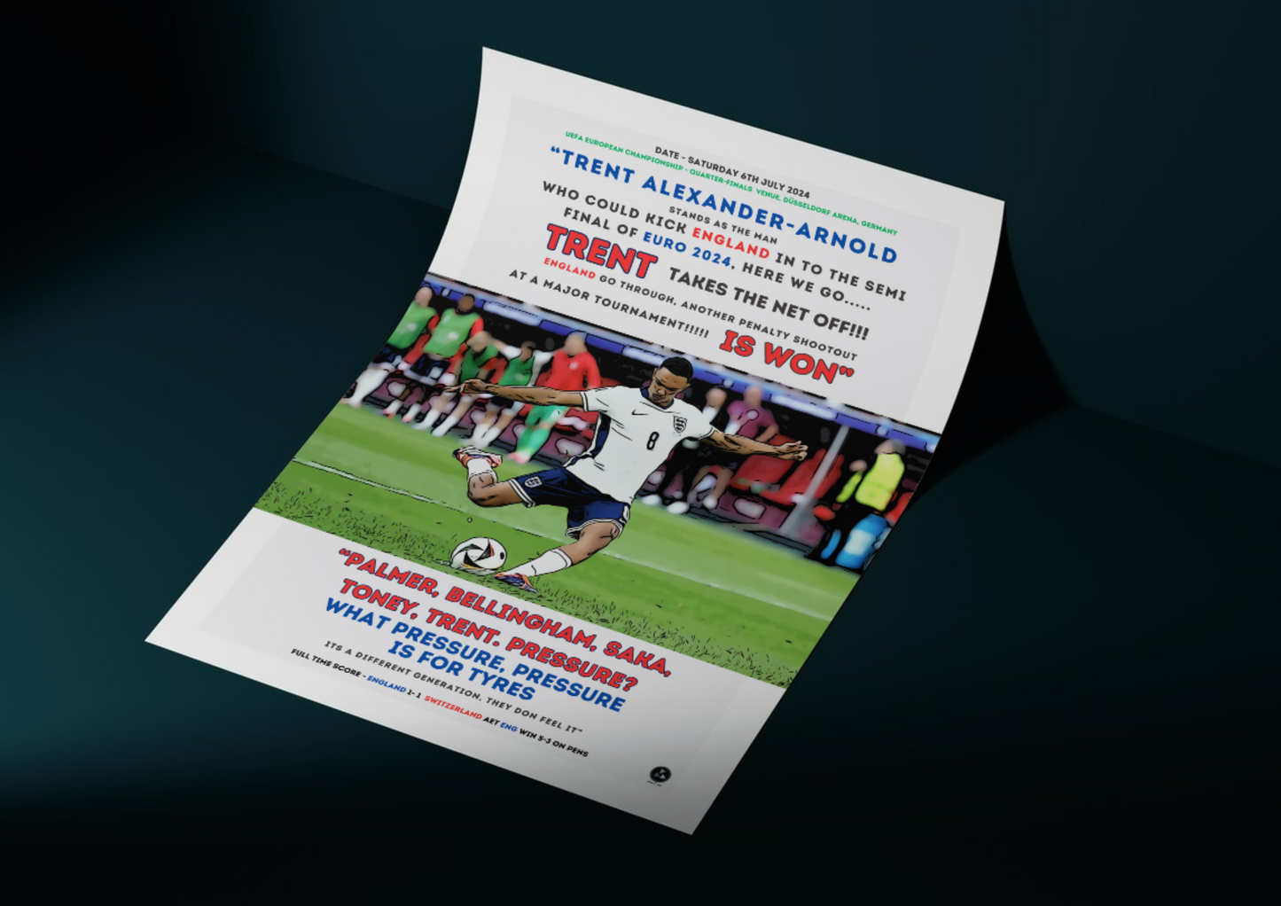 England Pressure what pressure - Trent Alexander-Arnold Print