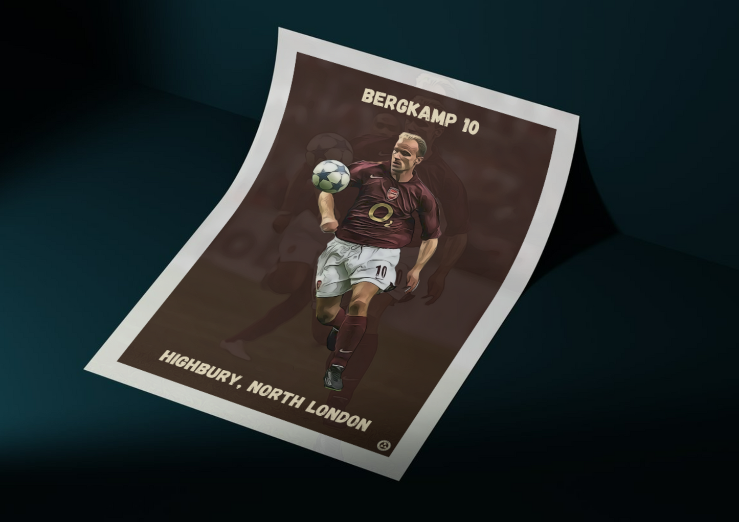 Dennis Bergkamp Retro Poster | Arsenal Centenary Kit | Classic Football Art Print | Perfect for Man Cave, Gym, or Home Study. Retro Kit