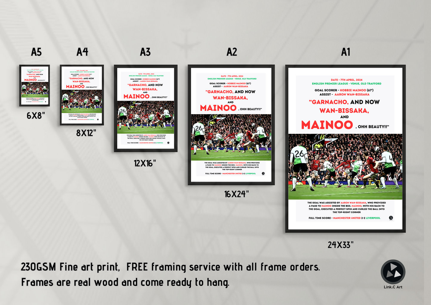 Mainoo Oh BEAUTY Iconic Goal Print | Manchester United vs Liverpool | 2-2 Draw