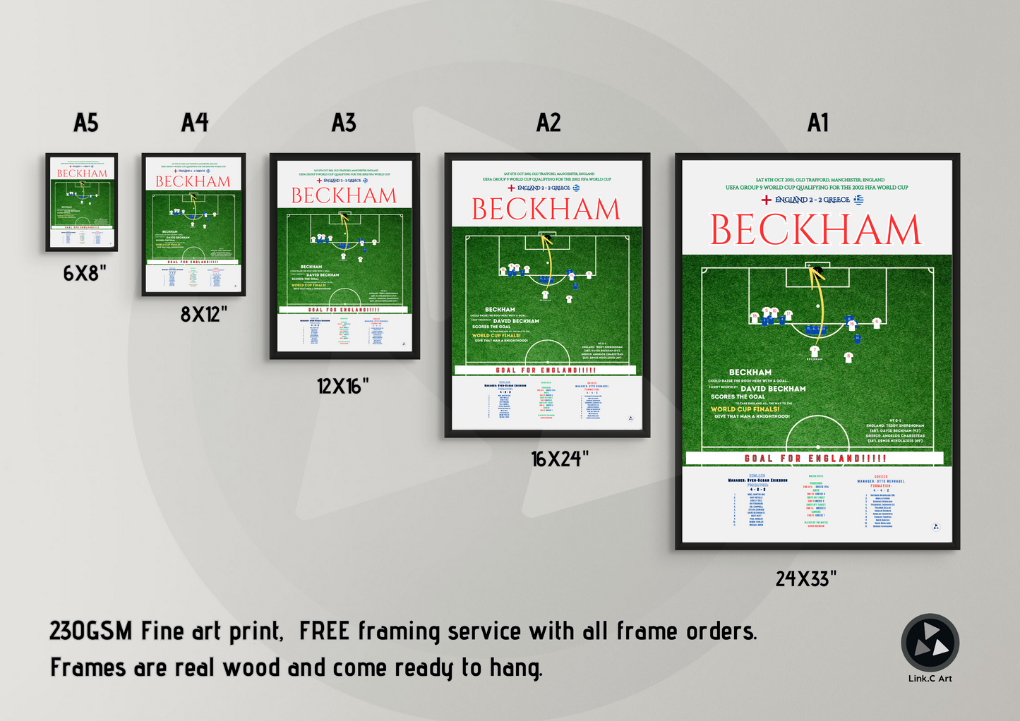 Classic David Beckham Iconic Free Kick | Football Memorabilia | Soccer Art Print