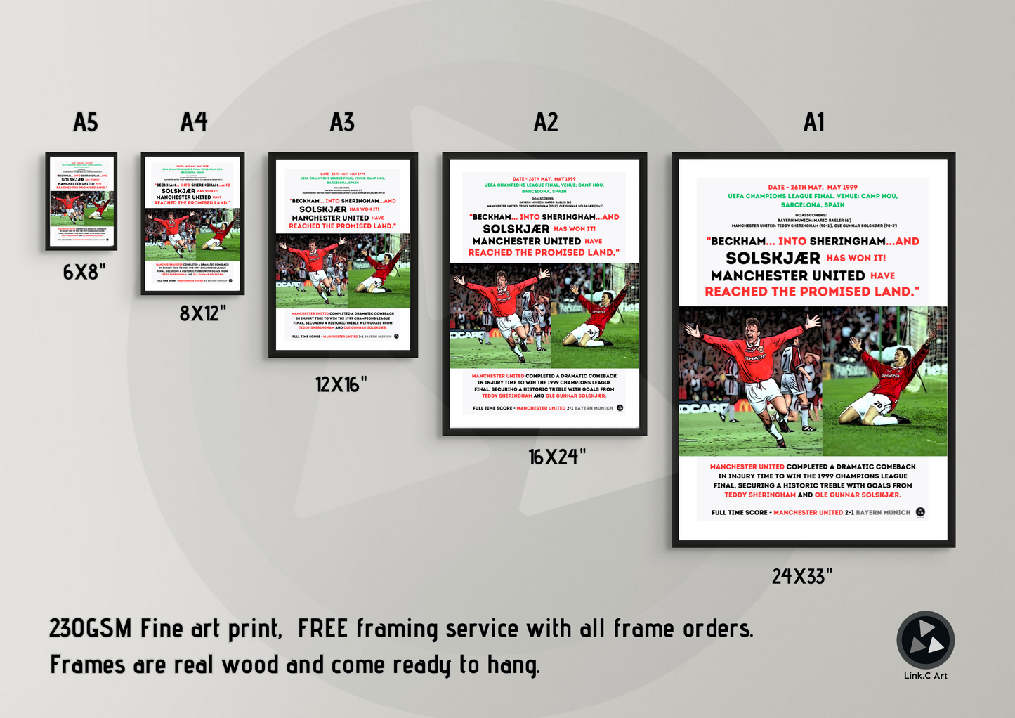 Manchester United 1999 Champions League Final Poster - Historic Treble Win