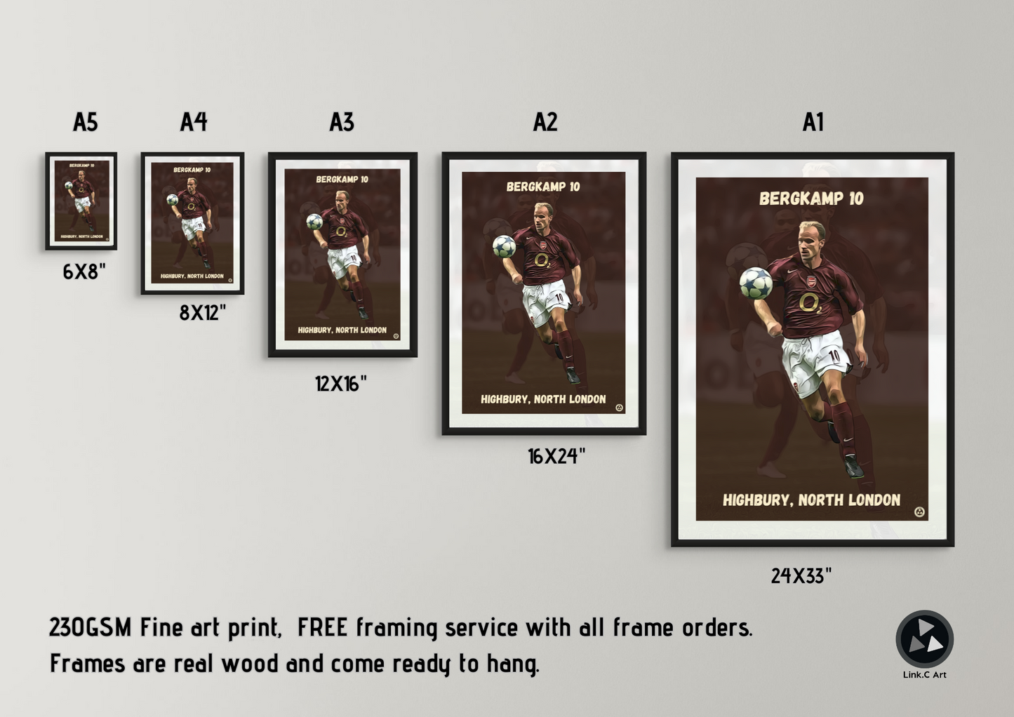 Dennis Bergkamp Retro Poster | Arsenal Centenary Kit | Classic Football Art Print | Perfect for Man Cave, Gym, or Home Study. Retro Kit