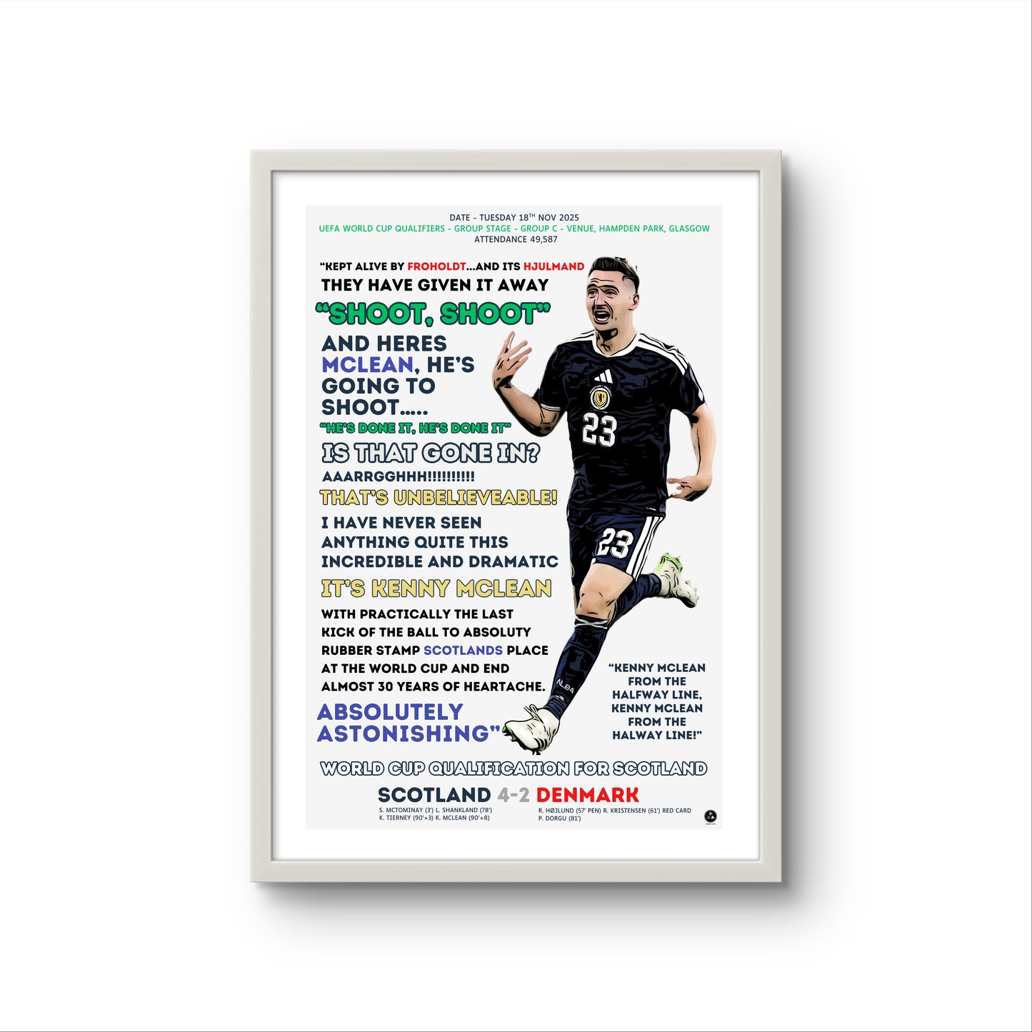 Kenny McLean Scotland 98th Minute Wonder Goal – World Cup Qualification Print