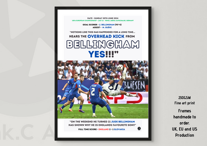 England - BELLINGHAM.... YES!! Jude Bellingham Overhead Kick Goal Print