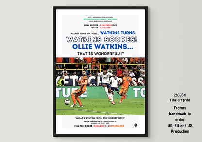 Watkins that is wonderful | England vs Netherlands Euro 2024 | Iconic Football Art Gift for England Fan | England Euro 2024 Gift for Fan