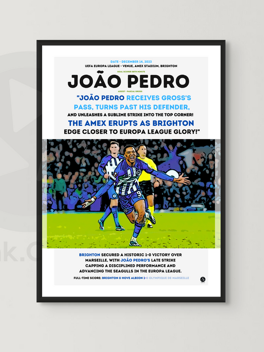 João Pedro’s Iconic Goal vs Marseille – Football Art Print #1