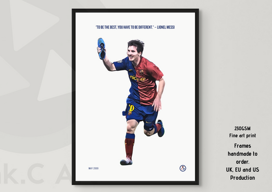 Lionel Messi Quote Poster - 'Be Different' | Inspirational Soccer Art Print