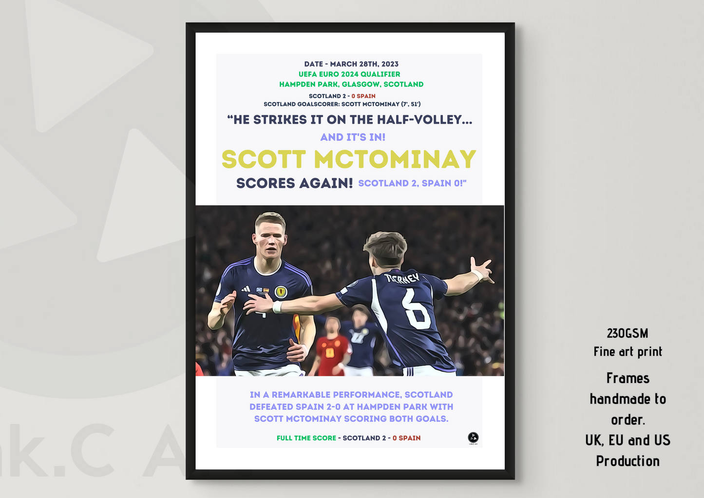 Scott McTominay's Double vs Spain - Euro 2024 Qualifier Poster