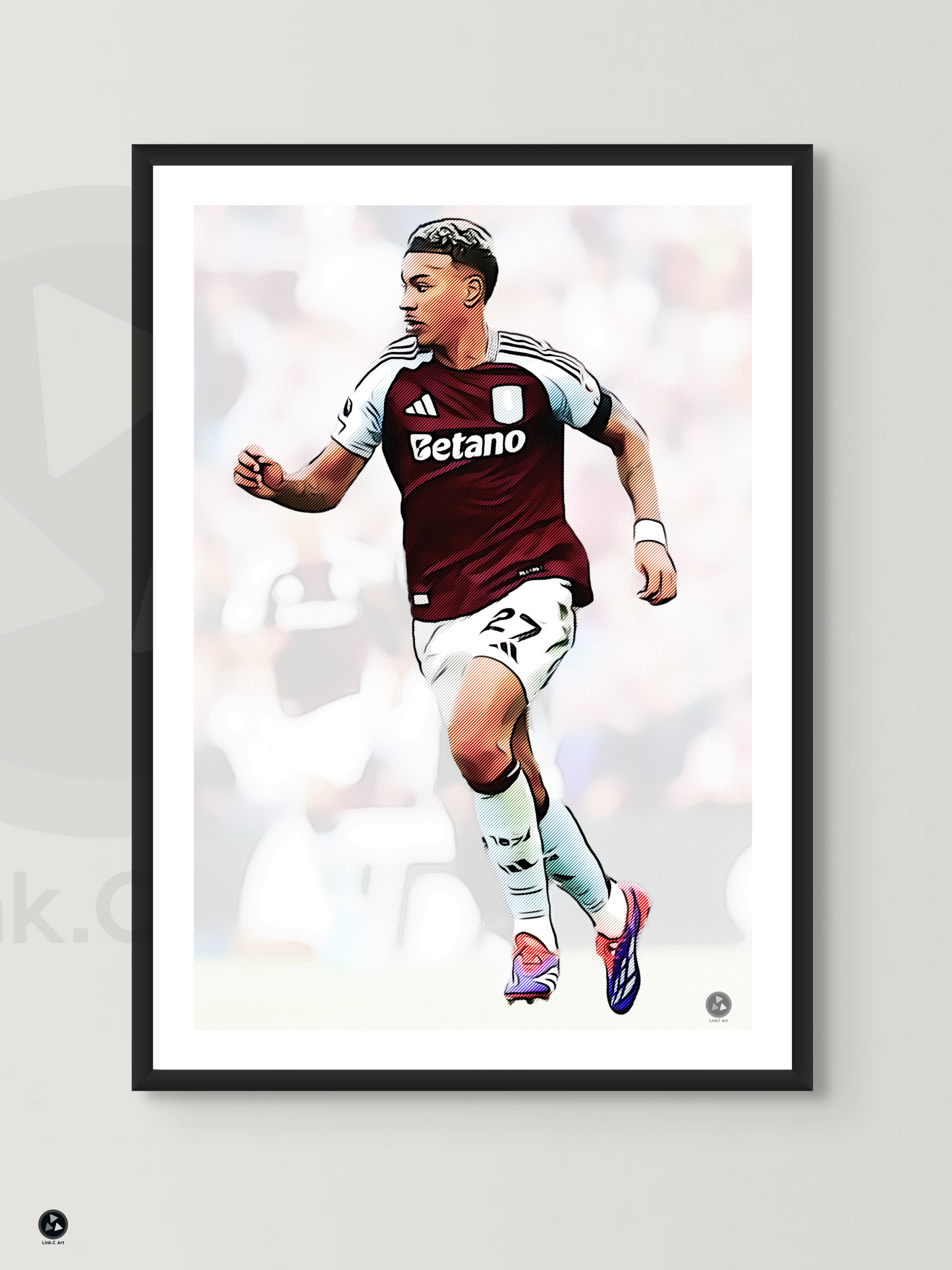 Morgan Rogers Football Art Print – Unframed & Framed Options | A4, A3, A2 | Black or White Frame | Sports Wall Decor