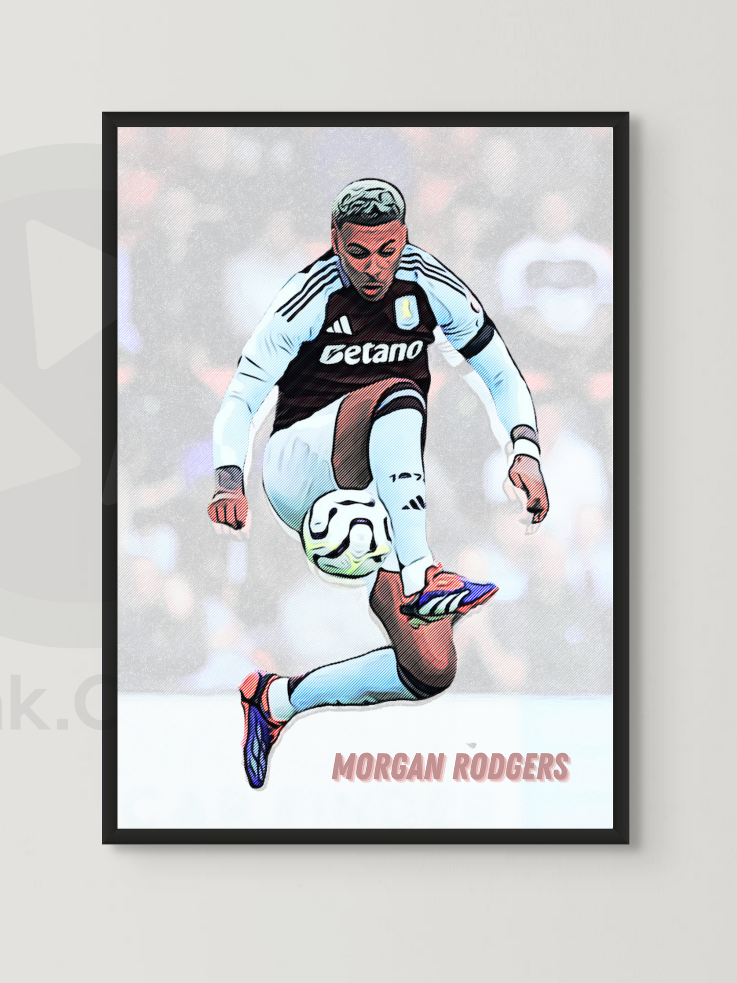 Morgan Rogers #2 Football Art Print – Unframed & Framed Options | A4, A3, A2 | Black or White Frame | Sports Wall Decor