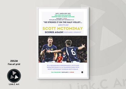 Scott McTominay's Double vs Spain - Euro 2024 Qualifier Poster