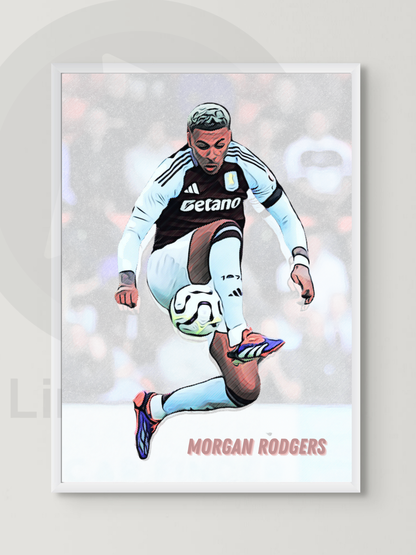 Morgan Rogers #2 Football Art Print – Unframed & Framed Options | A4, A3, A2 | Black or White Frame | Sports Wall Decor