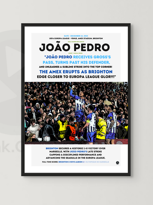 João Pedro’s Iconic Goal vs Marseille – Football Art Print #2