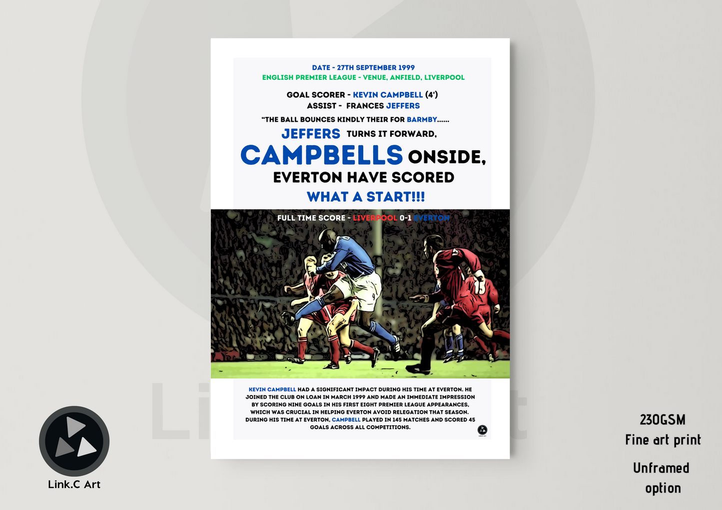 Kevin Campbell Iconic Goal Print