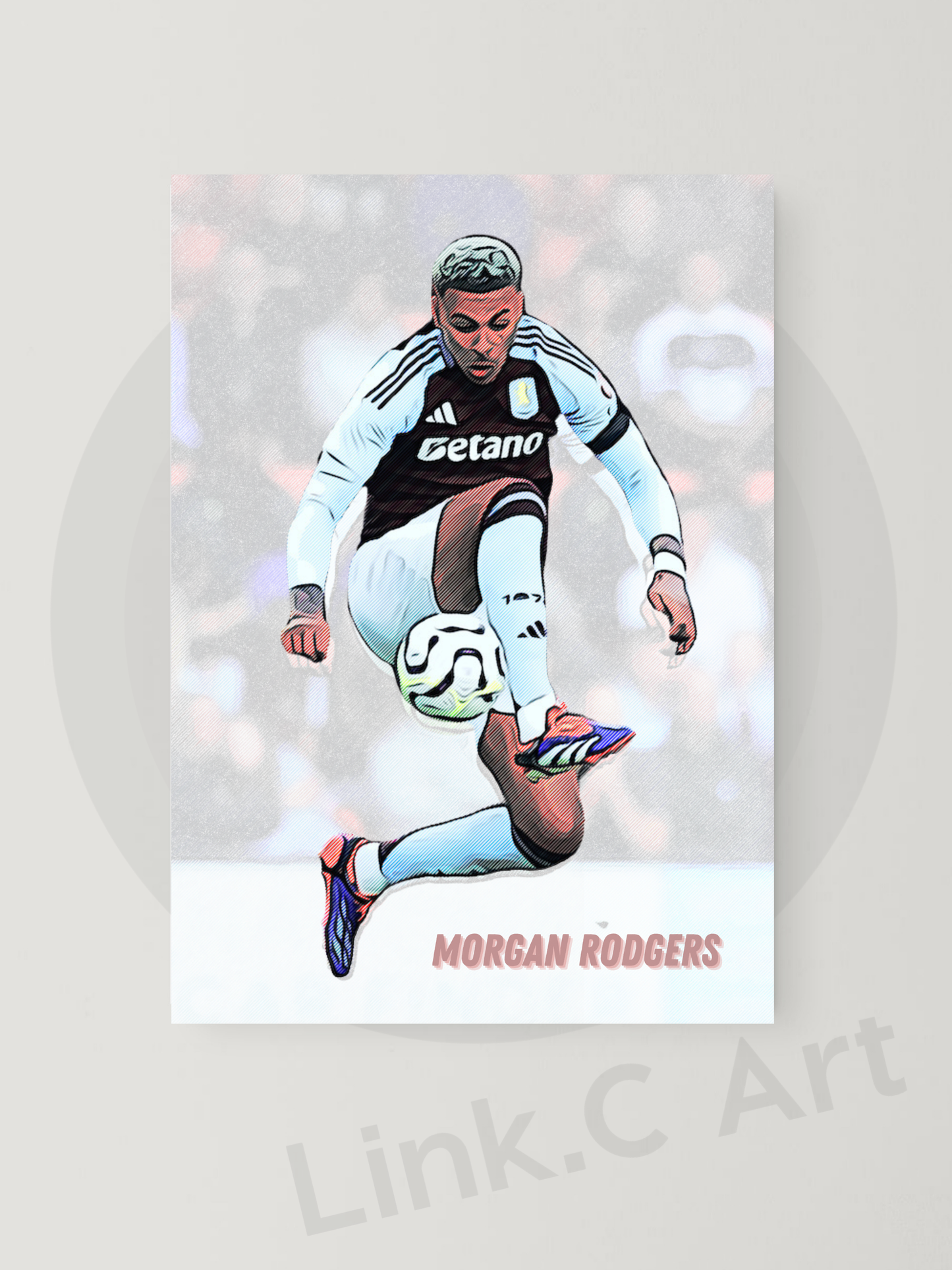 Morgan Rogers #2 Football Art Print – Unframed & Framed Options | A4, A3, A2 | Black or White Frame | Sports Wall Decor