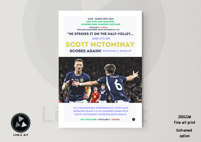 Scott McTominay's Double vs Spain - Euro 2024 Qualifier Poster