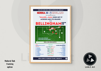 Jude Bellingham Euro 2024 Goal Print - Serbia Match Stats