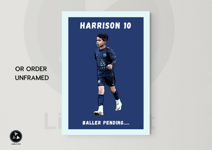 Grassroots Football Art – Custom Name & Number Poster