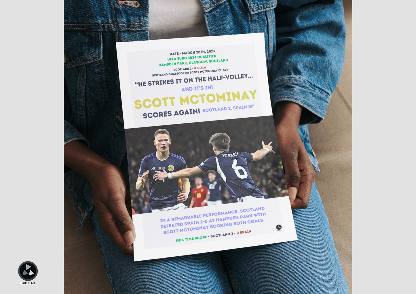 Scott McTominay's Double vs Spain - Euro 2024 Qualifier Poster