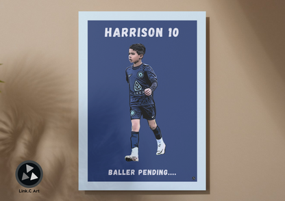 Grassroots Football Art – Custom Name & Number Poster