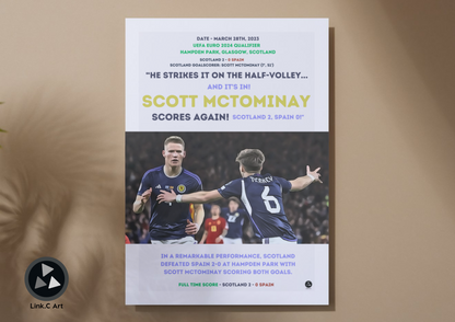 Scott McTominay's Double vs Spain - Euro 2024 Qualifier Poster