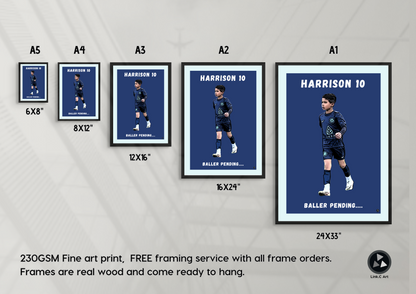Grassroots Football Art – Custom Name & Number Poster