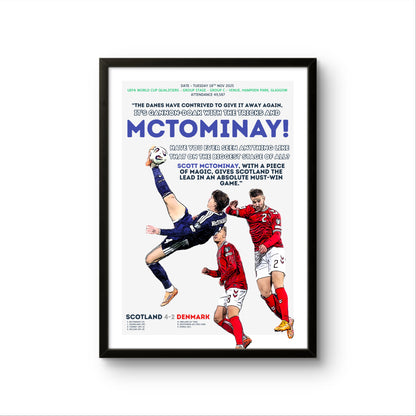 Scott McTominay Overhead Kick Poster – Scotland’s 4-2 vs Denmark World Cup Qualifier 2025 – First Scottish World Cup in 27 Years