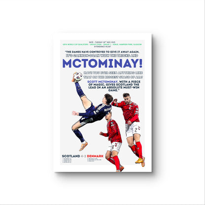 Scott McTominay Overhead Kick Poster – Scotland’s 4-2 vs Denmark World Cup Qualifier 2025 – First Scottish World Cup in 27 Years