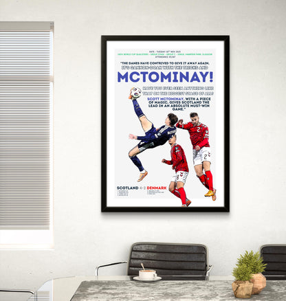 Scott McTominay Overhead Kick Poster – Scotland’s 4-2 vs Denmark World Cup Qualifier 2025 – First Scottish World Cup in 27 Years