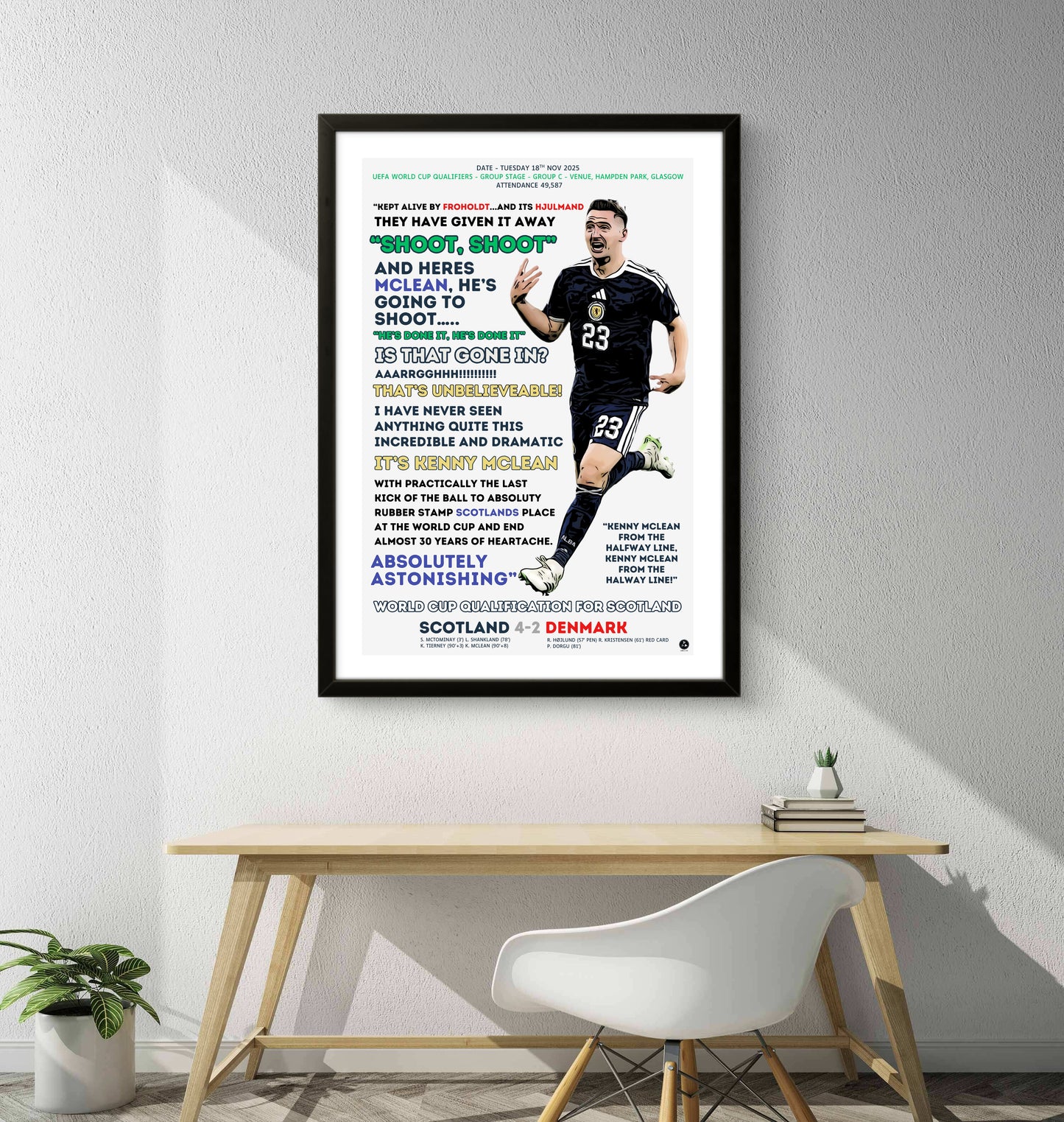 Kenny McLean Scotland 98th Minute Wonder Goal – World Cup Qualification Print